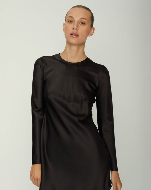THEIA SILK-SATIN KNEE LENGTH DRESS